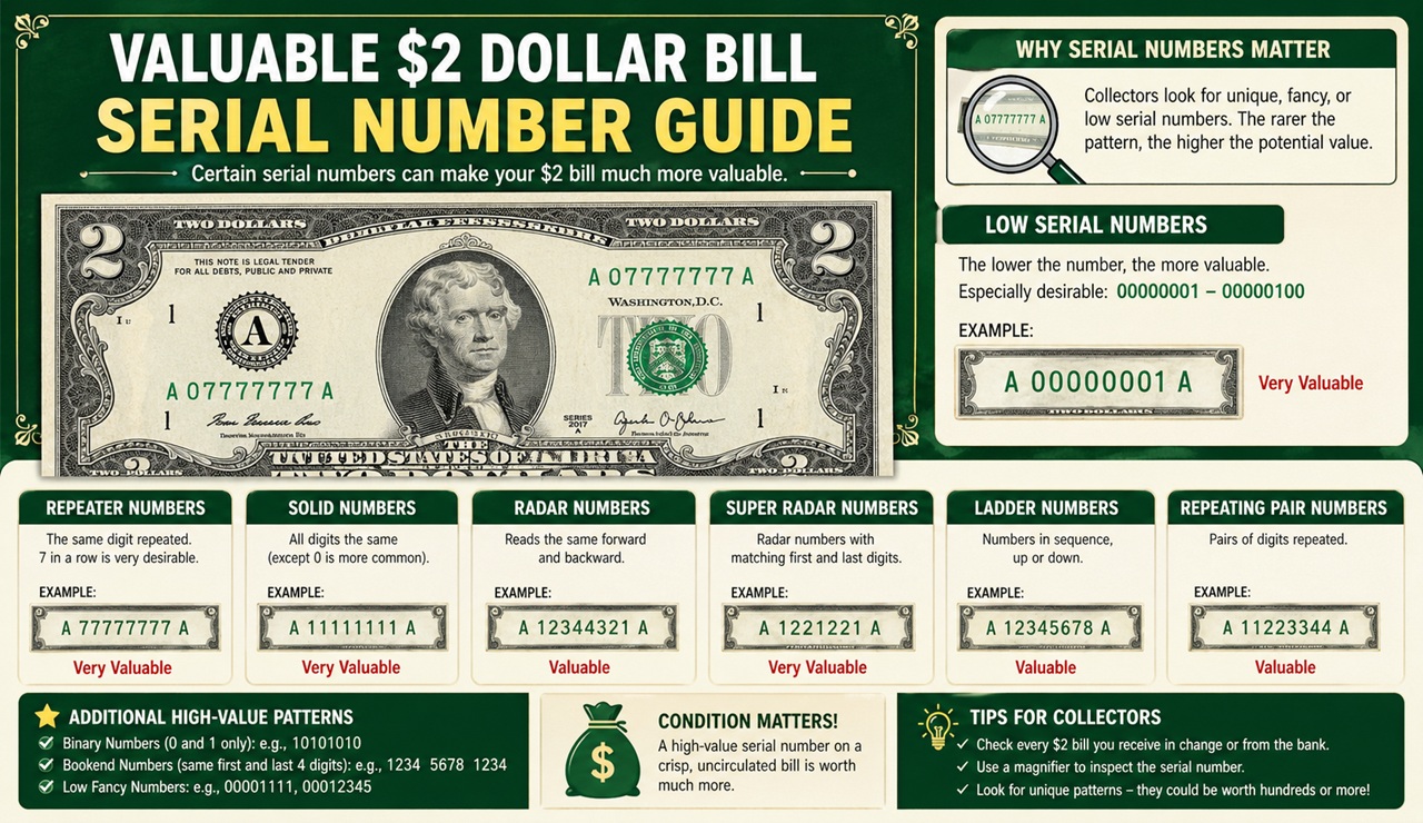 how to tell if your old $2 bill has a valuable serial number