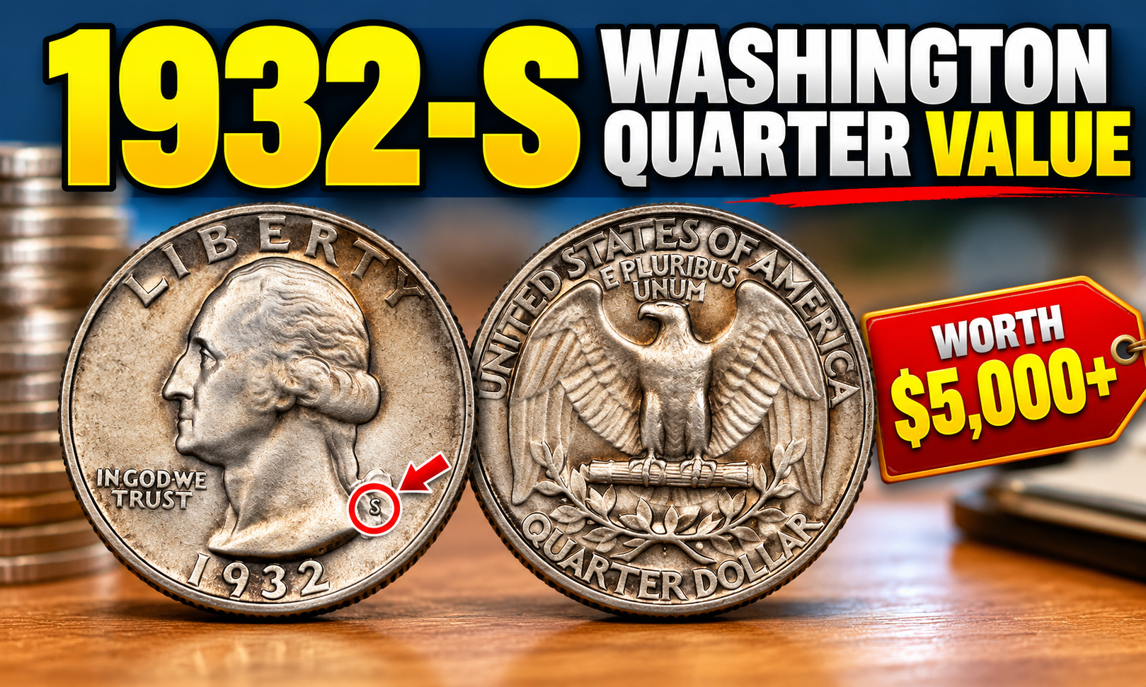 1932-S Washington quarter value 2026 obverse and reverse