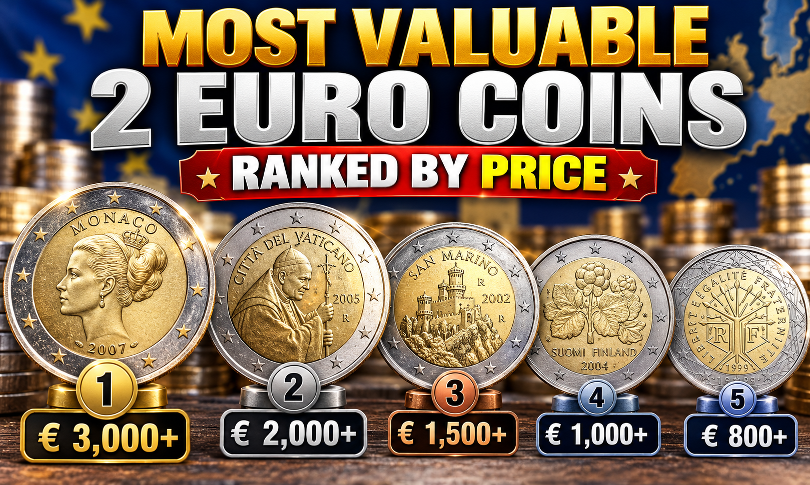 most valuable 2 euro coins ranked by price 2026
